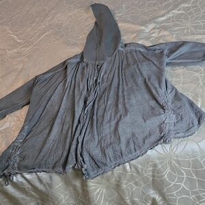 Easel Gray Hooded Blouse